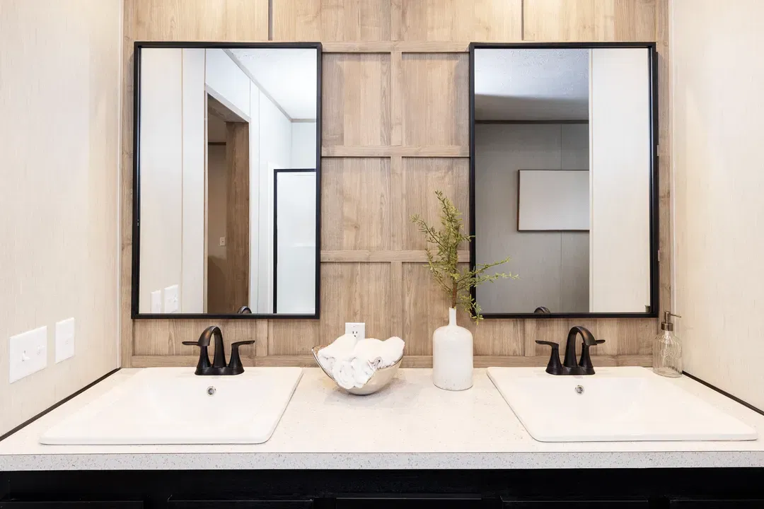 The dark sands bathroom home features