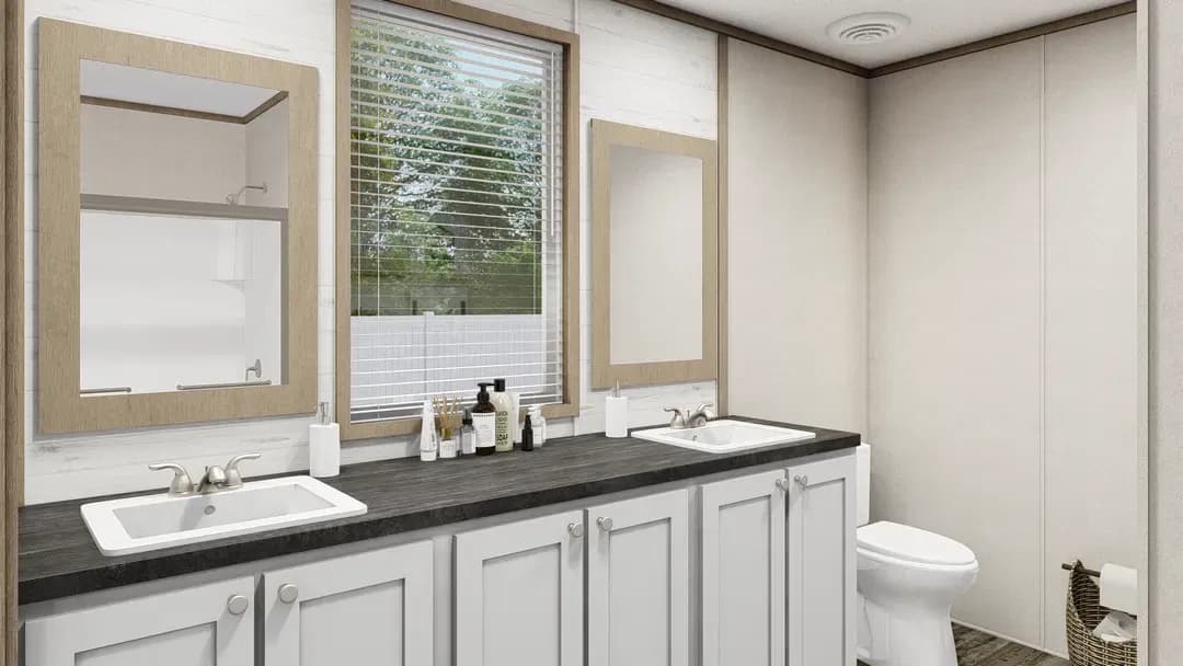 The southern farmhouse 2 bathroom home features